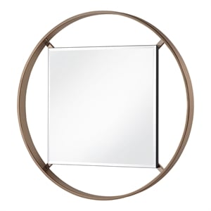 Furniture of America Norman Metal Frame Beveled Wall Mirror in Gold Champagne