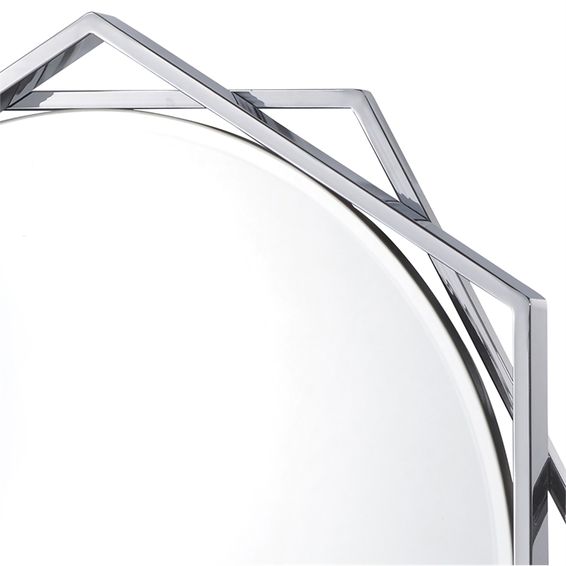 Furniture of America Aquila Metal Beveled Wall Mirror in Chrome