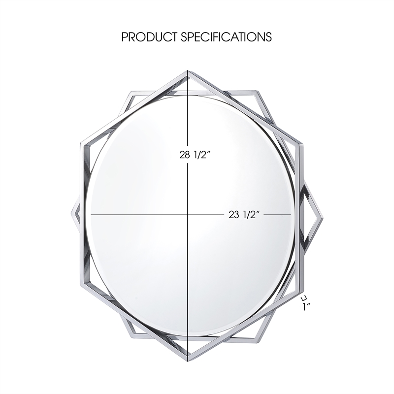 Furniture of America Aquila Metal Beveled Wall Mirror in Chrome