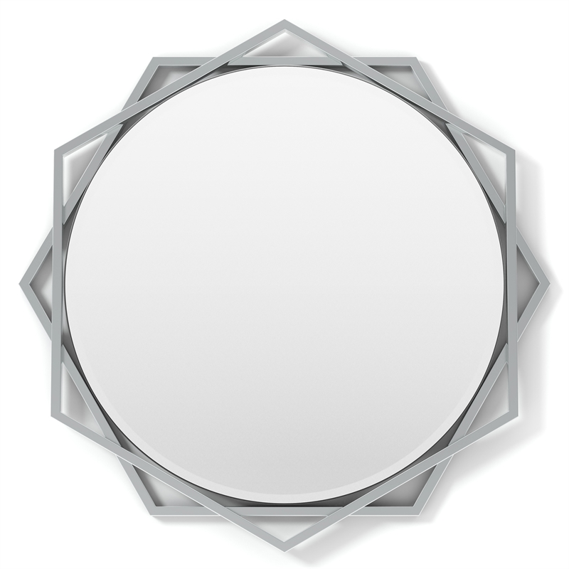 Furniture of America Aquila Metal Beveled Wall Mirror in Chrome