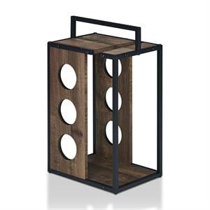 Furniture of America Harvan Industrial Wood 3-Bottle Wine Rack in Reclaimed Oak
