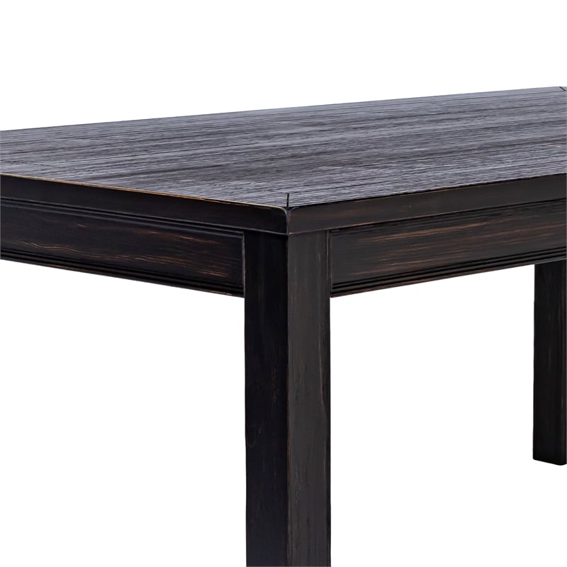 Furniture of America Sinuata Wood 7-Piece Dining Table Set in Black and Beige