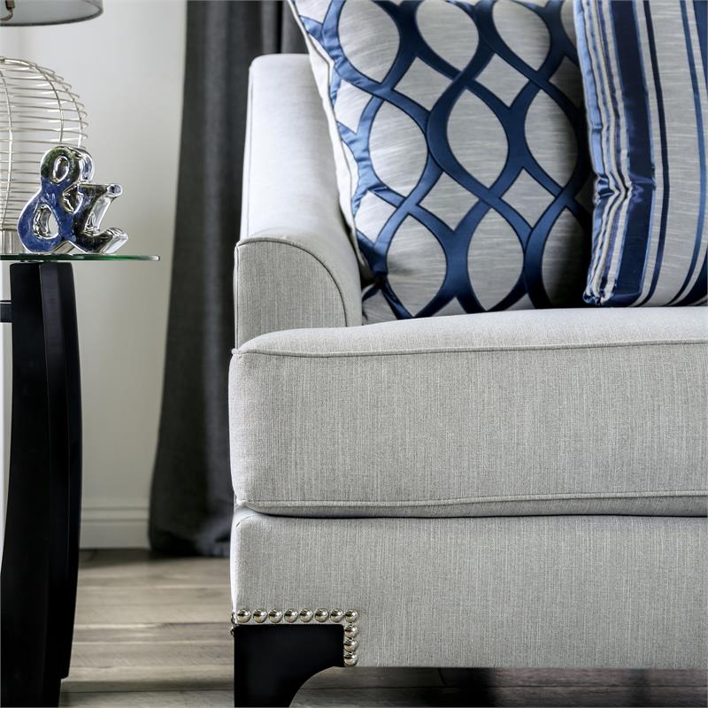 Furniture of America Allyson Transitional Chenille Loveseat in Light Gray