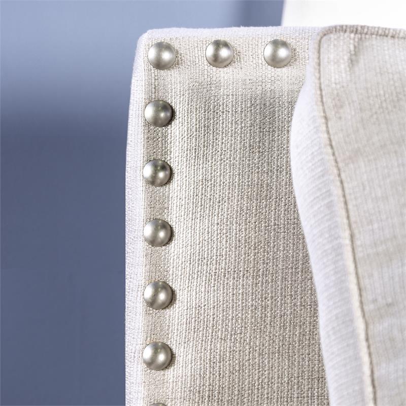 Furniture of America Hanson Transitional Fabric Nailhead Sofa in Beige