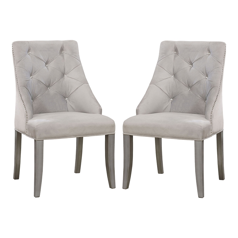 Furniture of America Desi Fabric Tufted Side Chair in Light Gray (Set of 2)