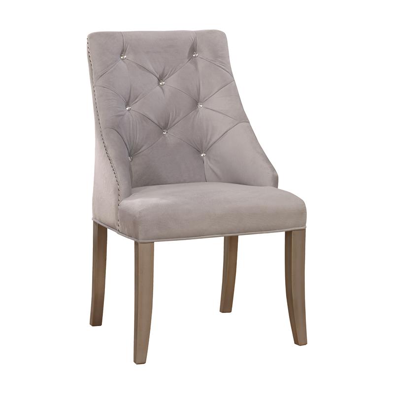 Furniture of America Desi Fabric Tufted Side Chair in Light Gray (Set of 2)