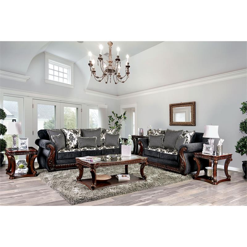 Furniture of America Andrea Chenille Rolled Arms Sofa in Light Gray