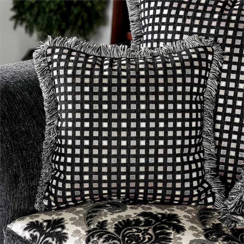 Furniture of America Andrea Chenille Rolled Arms Sofa in Light Gray