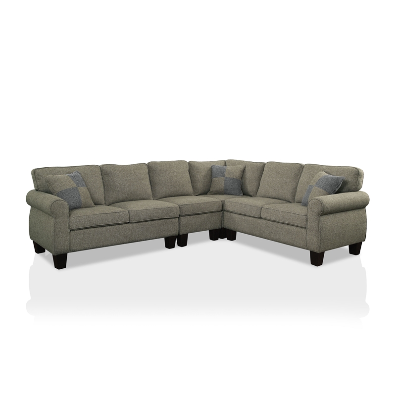 Furniture of America Willroy Transitional Fabric Sectional in Dark Gray