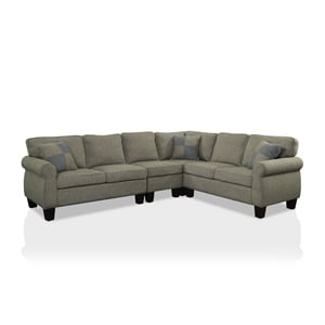 Furniture of America Willroy Transitional Fabric Sectional in Dark Gray