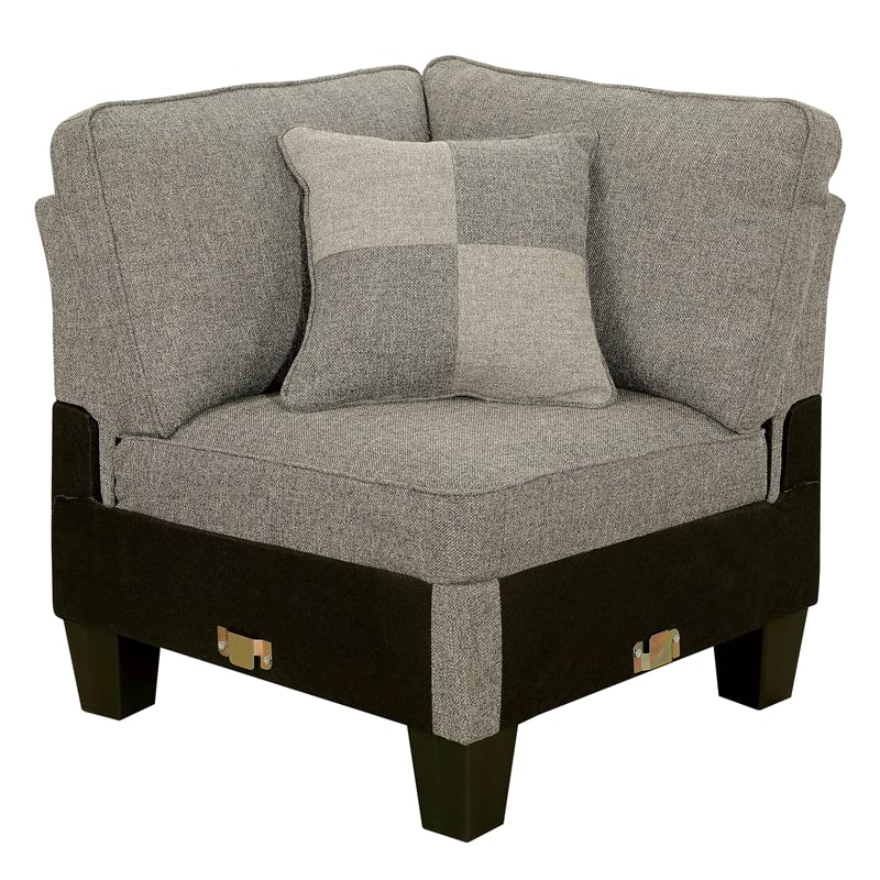 Furniture of America Willroy Transitional Fabric Sectional in Dark Gray