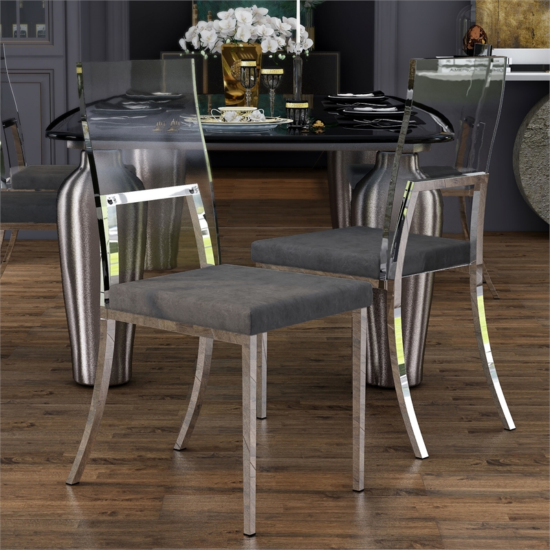 Furniture of America Hartly Metal Padded Dining Chair in Chrome (Set of 2)