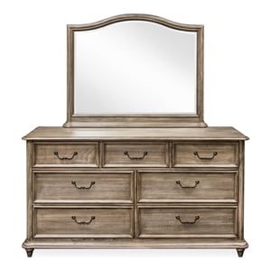 Furniture of America Calpa Rustic Wood 2-Piece Dresser and Mirror in Natural