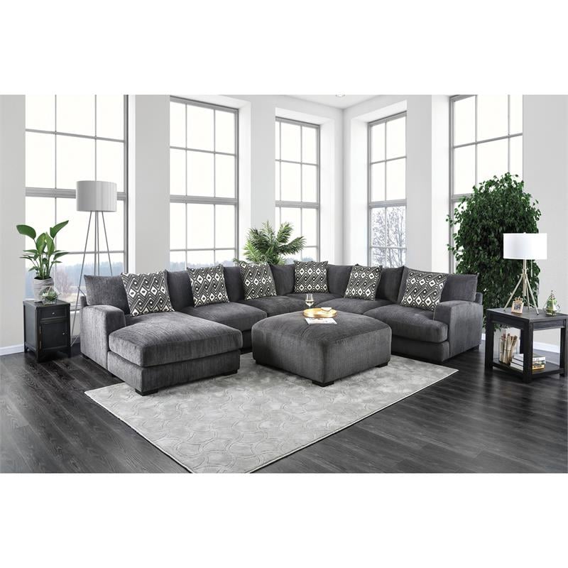 Furniture of America Turnstein Chenille Right Hand Facing Loveseat in Gray