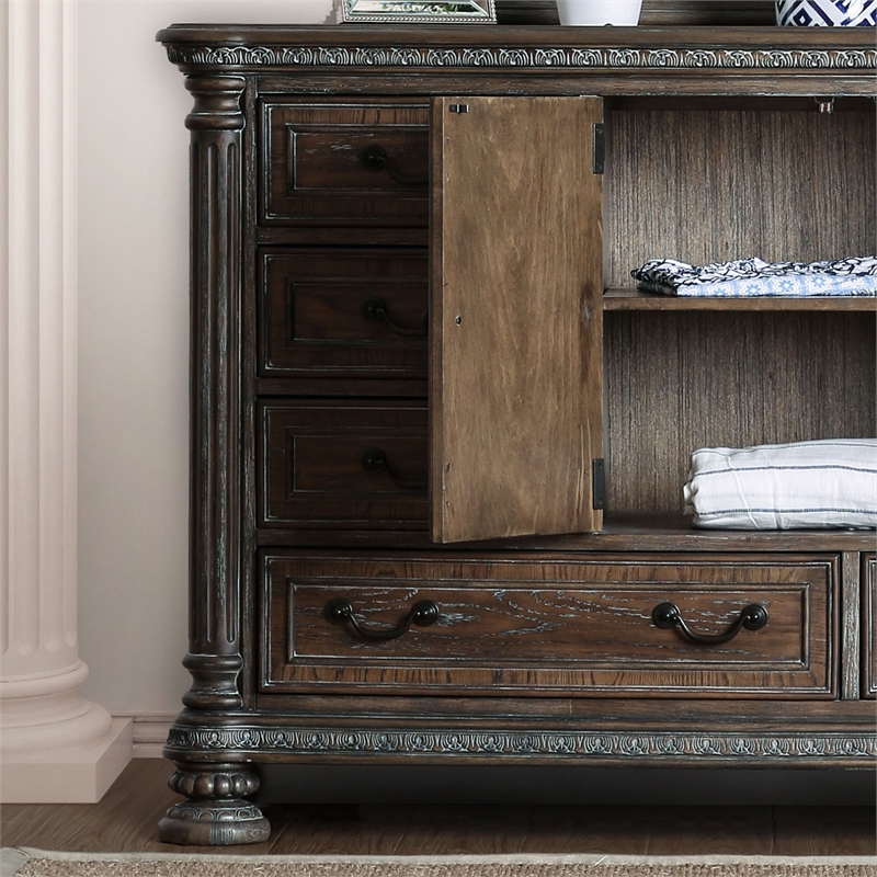 Furniture of America Leo Wood 8-Drawer Dresser in Rustic Natural Tone