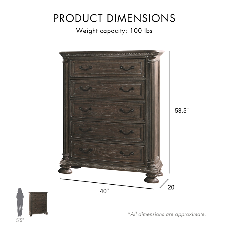 FOA Kai 3pc Natural Tone Wood Bedroom Set - King + Nightstand + Chest