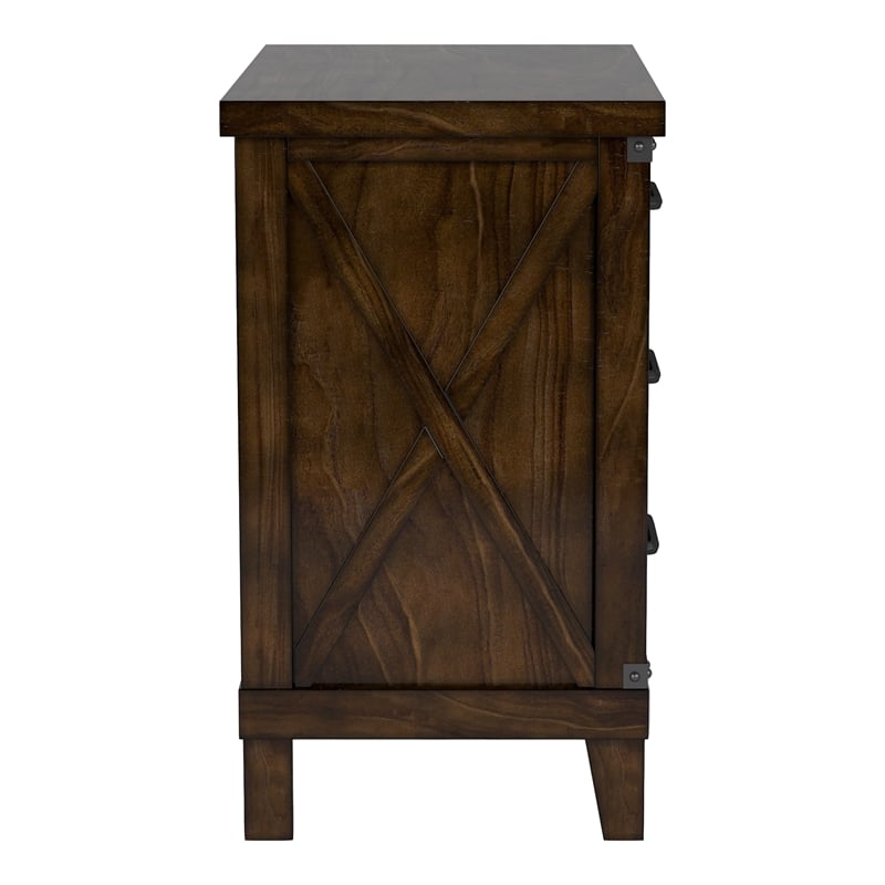 FOA Andrew 2pc Dark Walnut Solid Wood Bedroom Set - Cal King + Nightstand