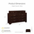 Furniture of America Bradford Wood 10-Drawer Double Dresser in Brown Cherry