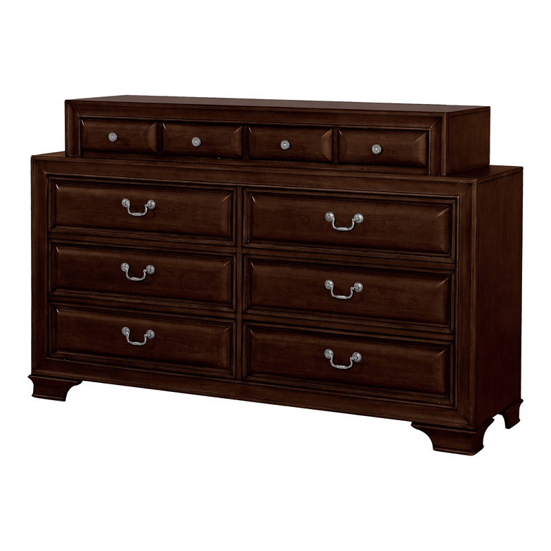 Furniture of America Bradford Wood 10-Drawer Double Dresser in Brown Cherry