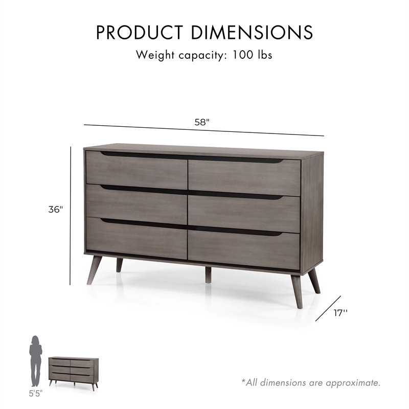FOA Belkor 4pc Gray Wood Bedroom Set - Cal King+Nightstand+Dresser+Mirror