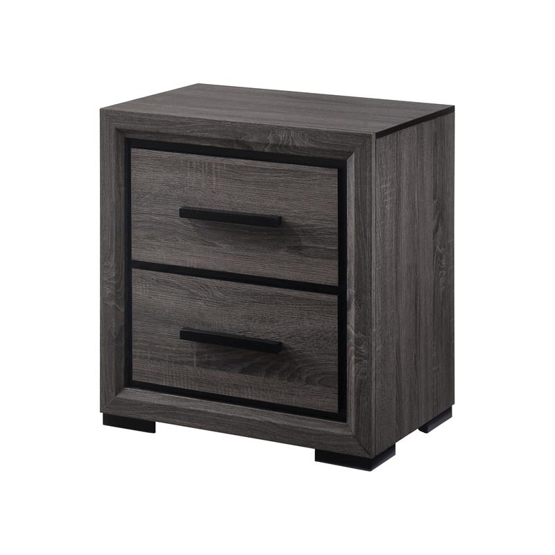 FOA Drummond 3-Piece Gray Wood Panel Bedroom Set - Queen + Nightstand + Chest