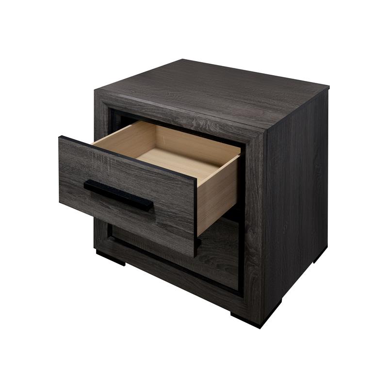 FOA Drummond 3-Piece Gray Wood Panel Bedroom Set - Queen + Nightstand + Chest