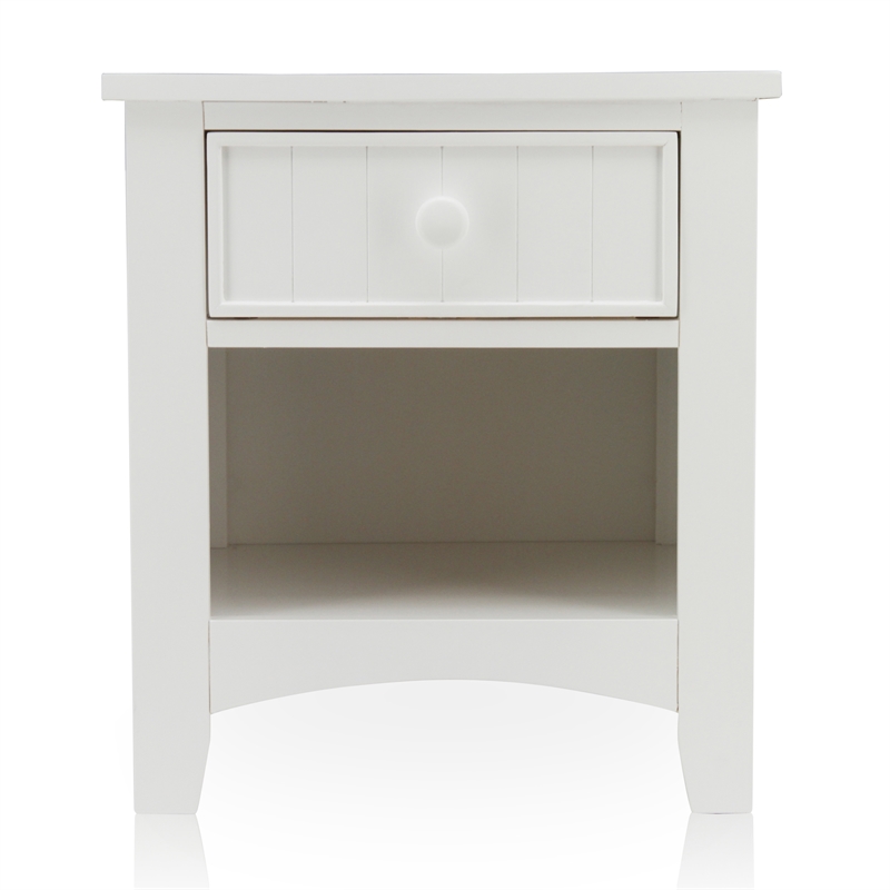 Furniture of America Dimanche Solid Wood 1-Drawer Nightstand in White