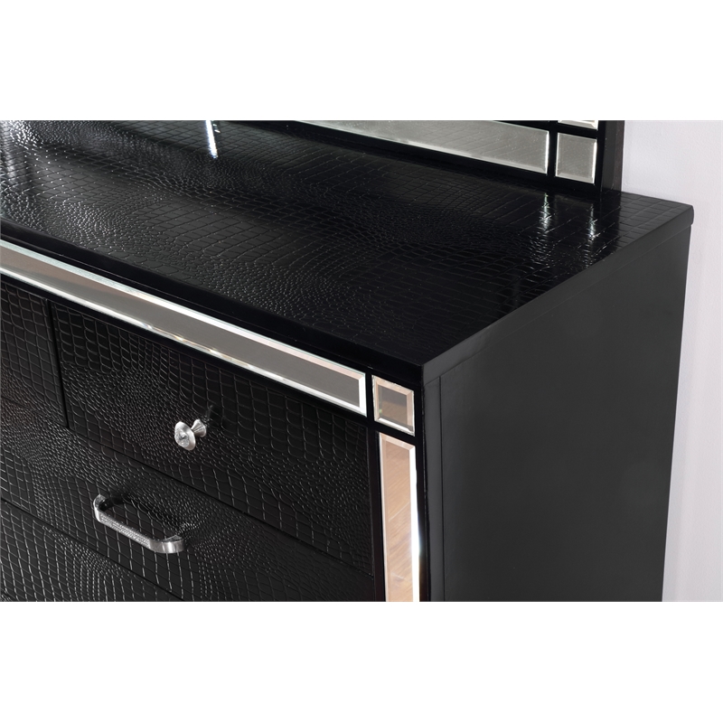 Furniture of America Rachel Contemporary Solid Wood 9-Drawer Dresser in Black