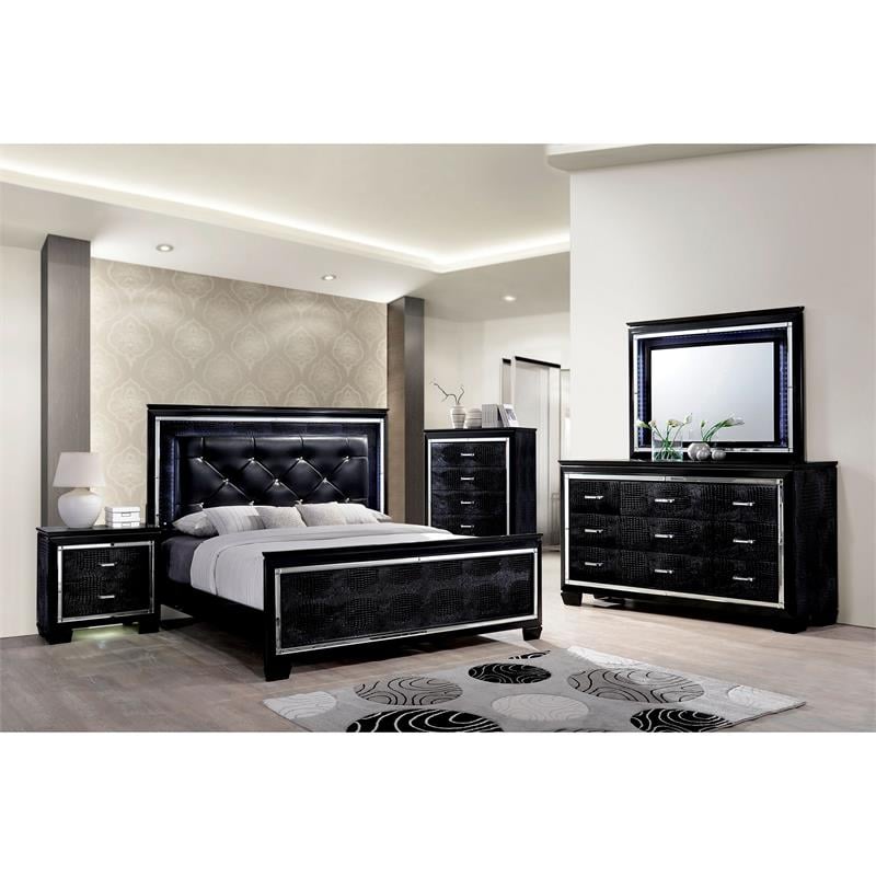 Furniture of America Rachel Contemporary Solid Wood 9-Drawer Dresser in Black