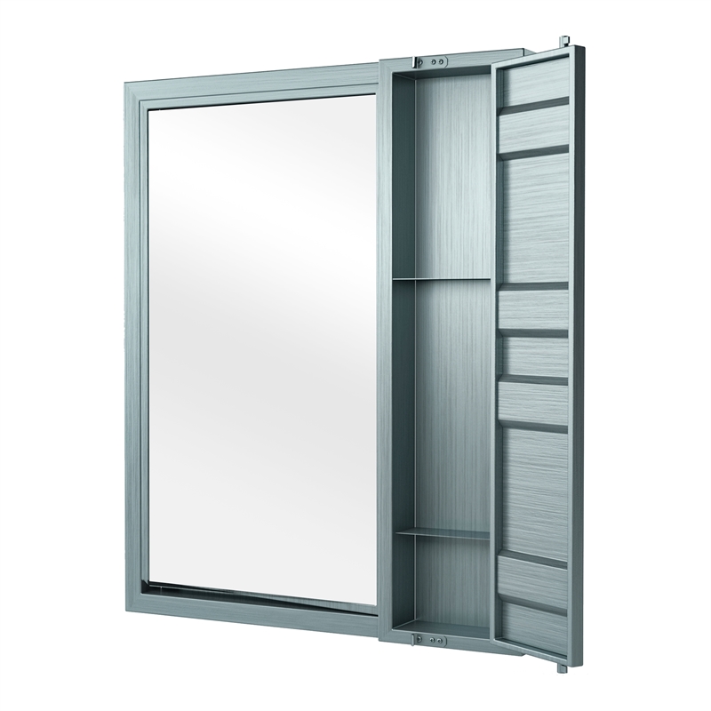 Furniture of America Lionna Contemporary Metal Storage Wall Mirror in Silver
