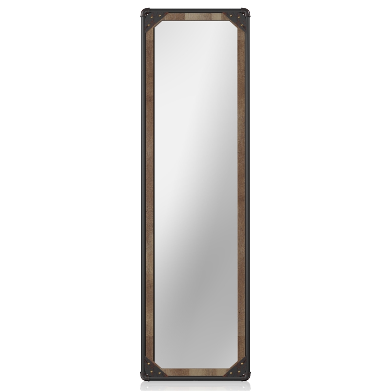 Furniture of America Otto Metal Framed Standing Mirror in Sand Black Finish