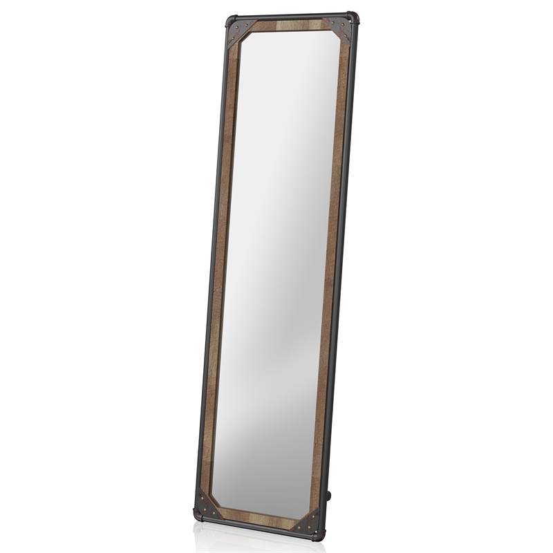 Furniture of America Otto Metal Framed Standing Mirror in Sand Black Finish