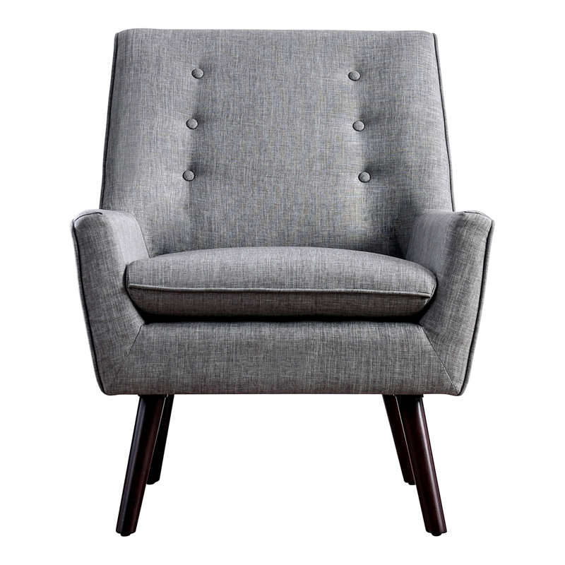 Furniture of America Walsh Mid-Century Fabric Tufted Accent Chair in Light Gray