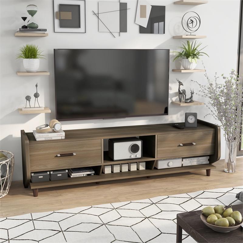 Furniture of America Waggoner Modern Wood 70-Inch TV Stand in Walnut