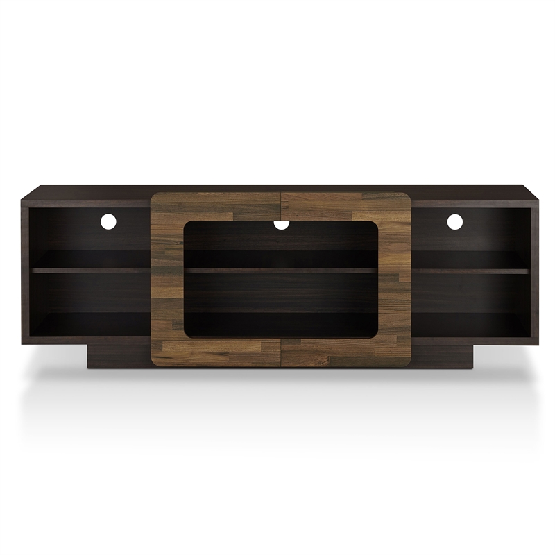 Furniture of America Wood Storage 62-Inch TV Stand in Brown Wenge