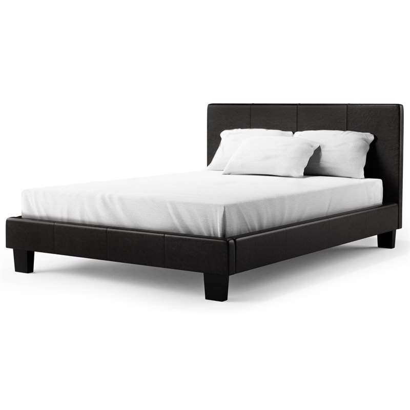 Furniture of America Ramone Faux Leather King Platform Bed in Espresso