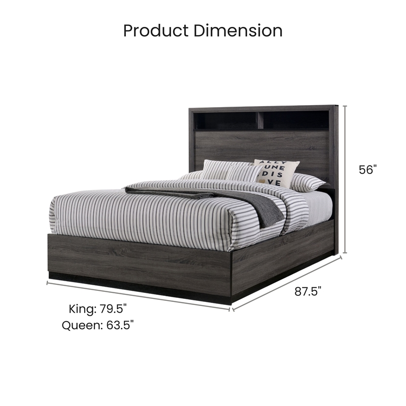 Furniture of America Drummond Wood King Storage Panel Bed in Gray