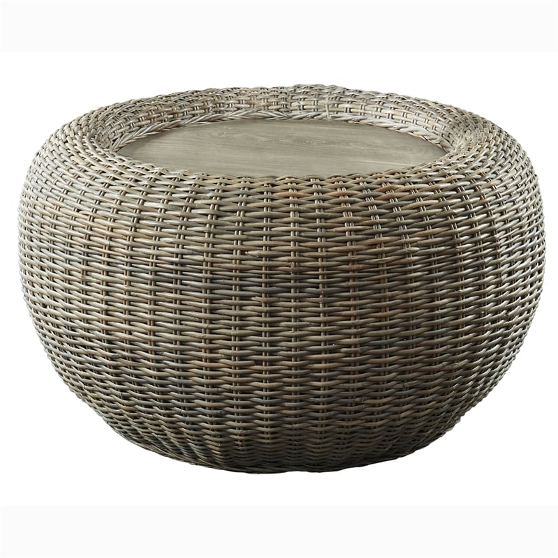 Furniture of America Lafleur Transitional Cobu Rattan Coffee Table in Brown