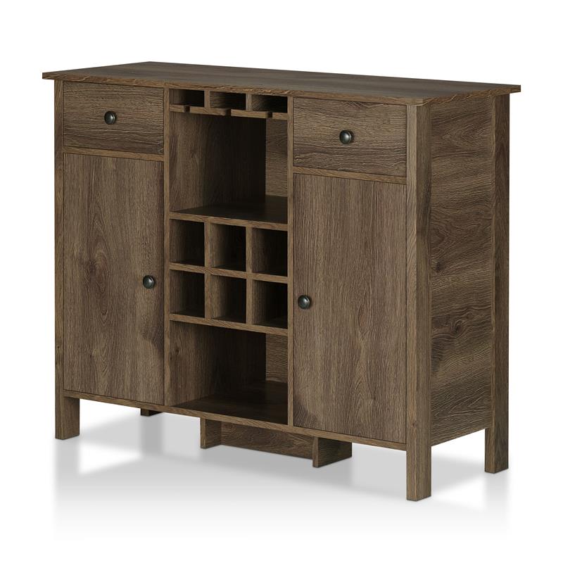 Furniture of America Bonsall Wood Multi-Storage Buffet in Distressed Walnut