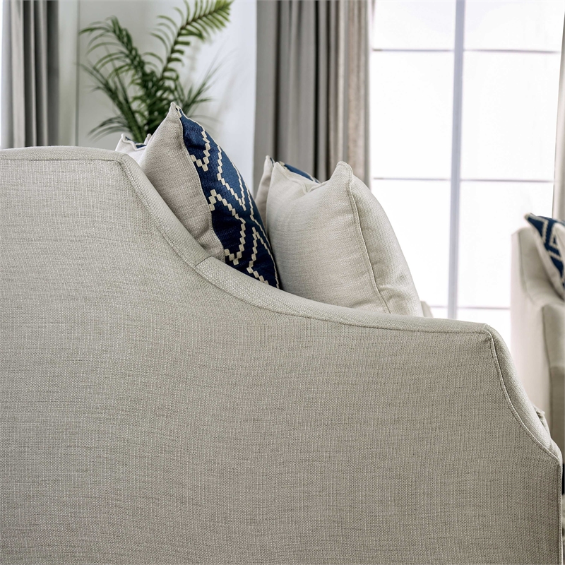 Furniture of America Hollie Transitional Fabric 2-Piece Sofa Set in Ivory