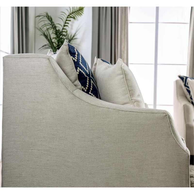 Furniture of America Hollie Transitional Fabric Upholstered Sofa in Ivory