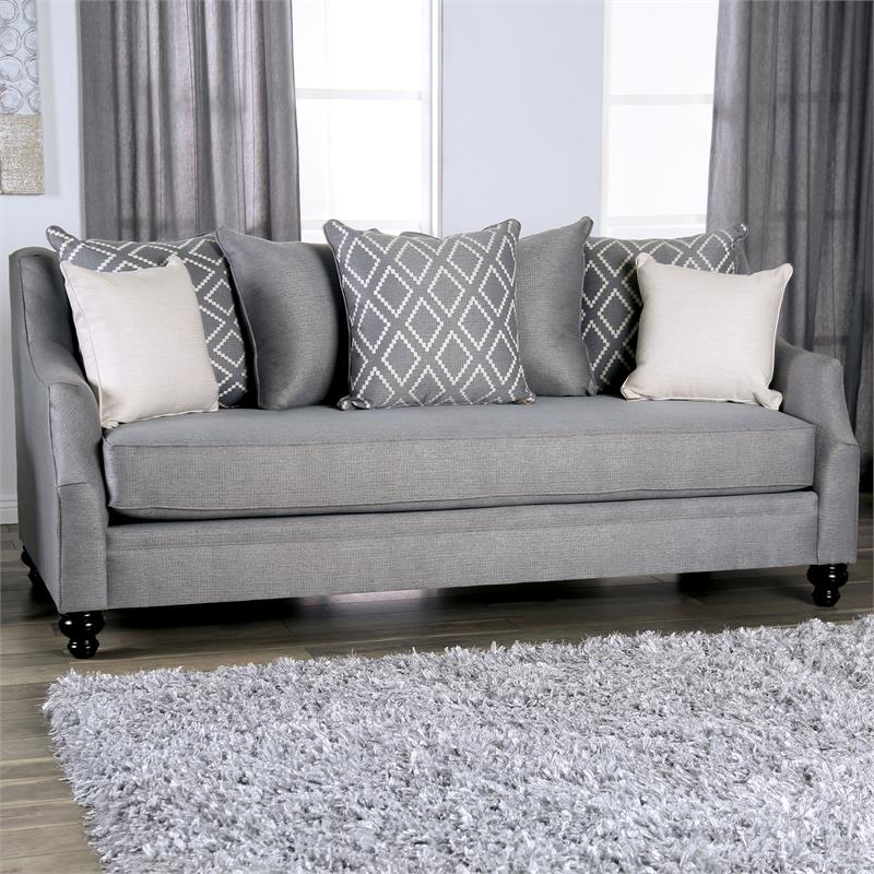 Furniture of America Hollie Transitional Fabric 2-Piece Sofa Set in Gray