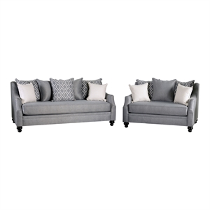 Furniture of America Hollie Transitional Fabric 2-Piece Sofa Set in Gray