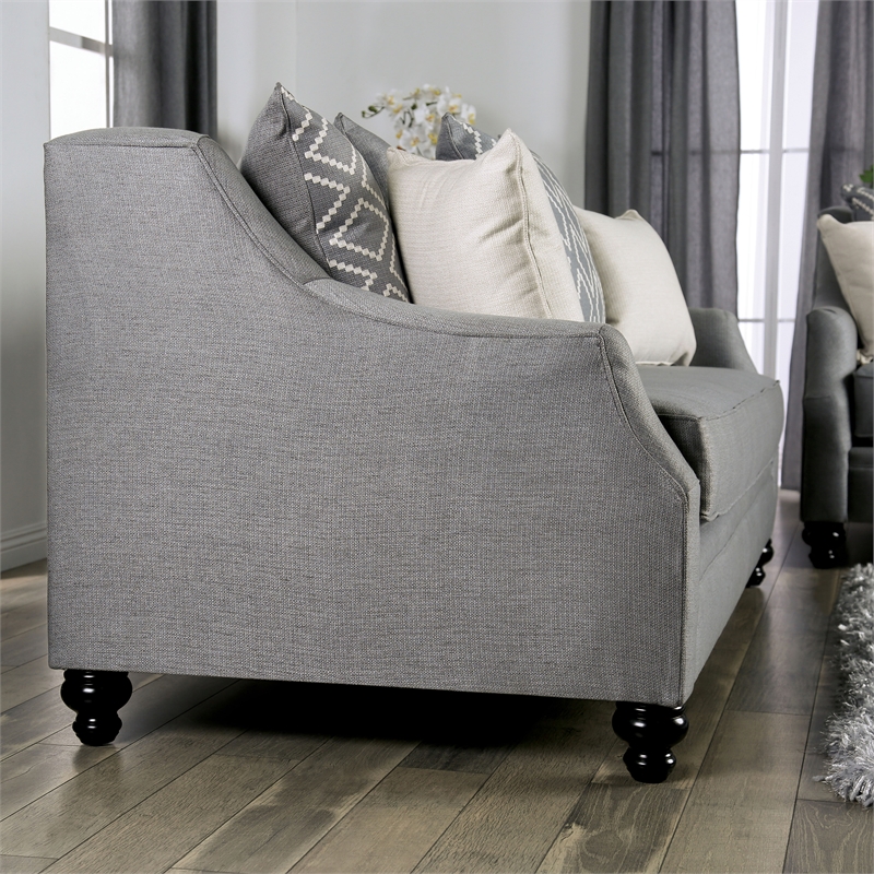 Furniture of America Hollie Transitional Fabric 2-Piece Sofa Set in Gray
