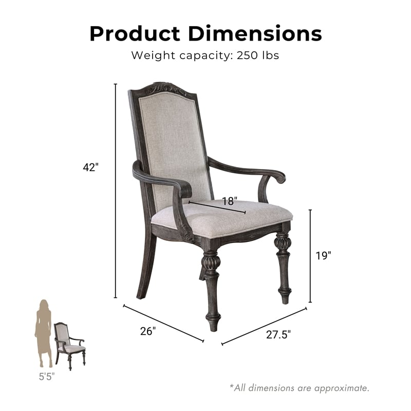 Furniture of America Clyde Fabric Scrolled Arm Chair in Ivory (Set of 2)