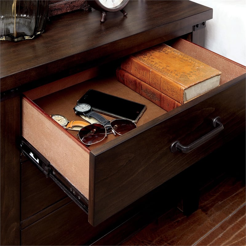 FOA Andrew 2pc Dark Walnut Solid Wood Bedroom Set - King + Nightstand