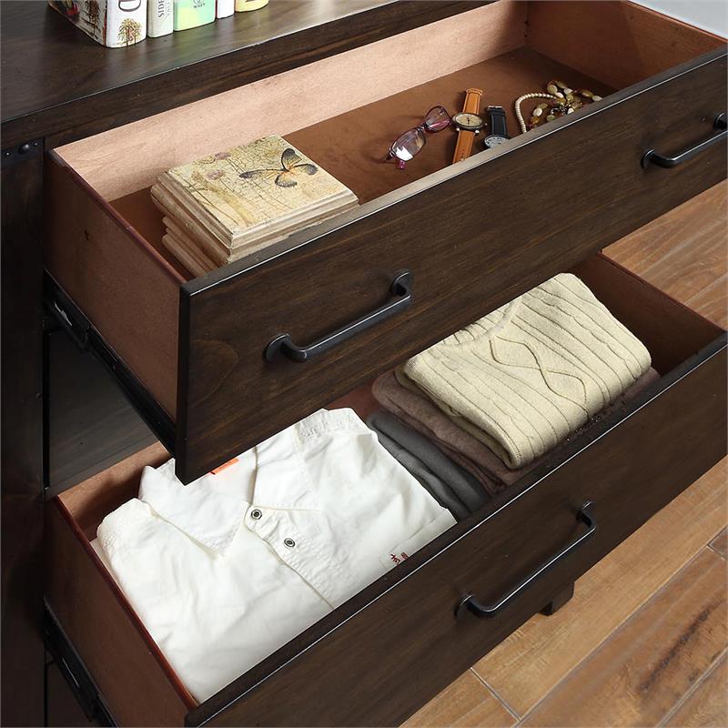 FOA Andrew 2pc Dark Walnut Solid Wood Bedroom Set - King + Nightstand