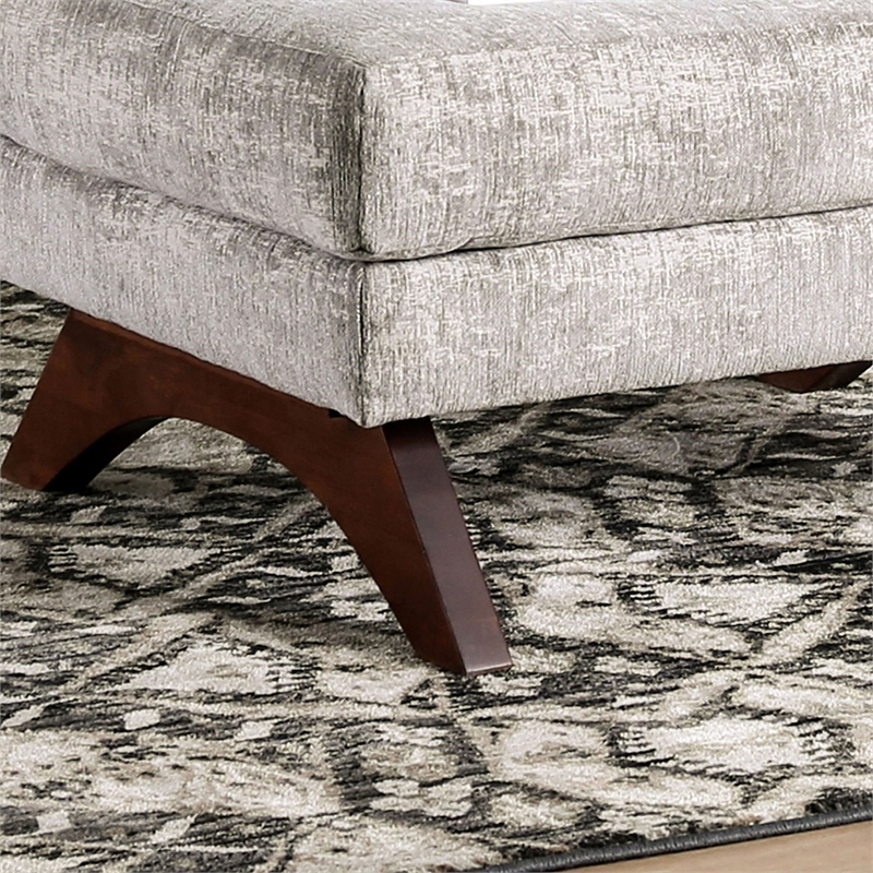 Furniture of America Ardrie Transitional Crescent Wooden Feet Ottoman in Gray