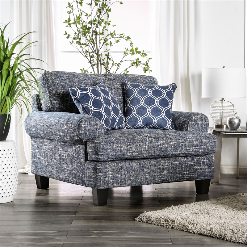Furniture of America Brummitt Transitional Fabric Armchair in Blue