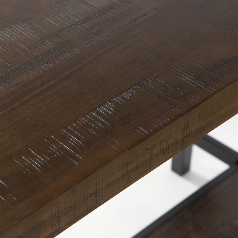 Furniture of America Deonne Wood Counter Height Table in Medium Oak and Black